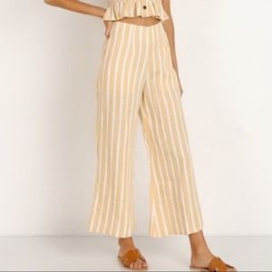 𝅺FAITHFUL the Brand Linen Tomas Pant Mazur Striped Lemon Size Small